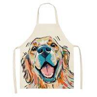 Lovely Dog Kitchen Aprons for Women Sleeveless Cotton Linen Aprons Home Cooking Baking Bibs Cleaning Tools 66x47cm 47x38cm