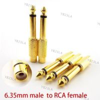 5pcs 6.35mm 1/4" Male Mono Plug to 6.5mm RCA Female Jack Audio AV Adapter Connector Plug TS Sound Mixer Gold PlatedYB23TH