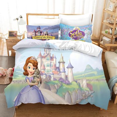 Home Textile Disney Princess Sofia Patterns Bedding Set Down Duvet Cover Pillowcase Girls Bedroom Decoration Colorful Print
