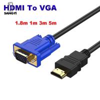 SANGYI 1.8M 1M 3M 5M สำหรับเครื่องเล่น HD ตัวผู้ไปยังตัวผู้เอชดีทีวีเอชดี1080P HDMI เป็นอะแดปเตอร์แปลงสาย VGA