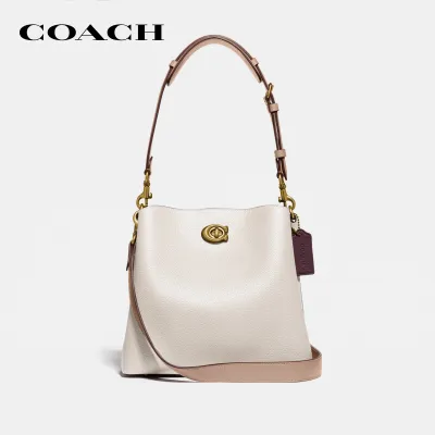 COACH กระเป๋าถือผู้หญิงรุ่น Willow Bucket Bag In Colorblock สีขาว C3766 B4CAH
