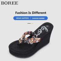 Boree Crystal Women Shoes Flip Flops High Flat Heel Slippers Outdoor Beach Sandals Wedges Platform Slids femme pantoufles