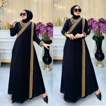 Buy Muslim Dresses for Women - Velvet Long Sleeve Abaya Gold Print Indian  Robe Arabic Islamic Dress Dubai Kaftan Green Online at desertcartINDIA