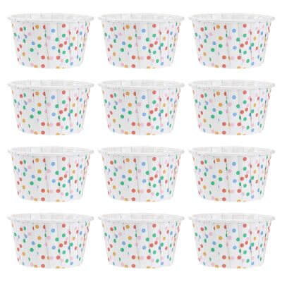 [HOT QIKXGSGHWHG 537] 100ชิ้นกระดาษถ้วยไอศครีมทิ้งเค้กถ้วยชามขนมพรรคซัพพลายสำหรับการอบวันเกิดงานแต่งงาน (จุดที่มีสีสัน)
