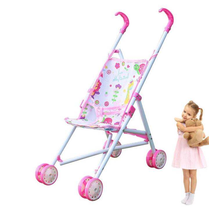 toy-stroller-foldable-kid-stroller-with-bottom-basket-dress-girls-stroller-ages-3-kids-gift-toy-girl-doll-accessories-girls-toy-dependable