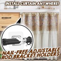 【cw】 2pcs Nail Free Adjustable Curtain Rod Holder Clamp Hooks Adhesive Wall Fixed Clip Bracket Holders Hanging Rack Hook 【hot】