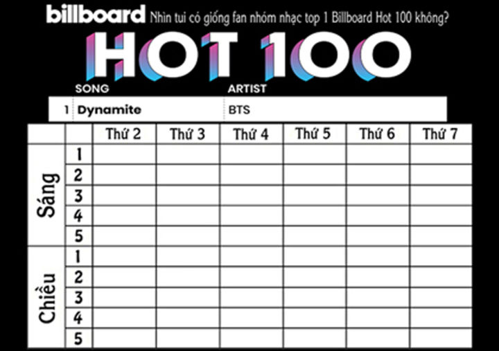Set 2 Đến 5 Thời Khoá Biểu Bts Billboard Hot 100 | Lazada.Vn