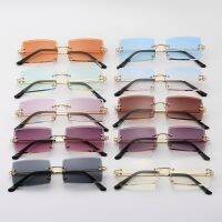 【CC】 Rectangular Sunglasses Brand Designer Fashion Rimless Gradient Glasses Cutting Eyeglasses