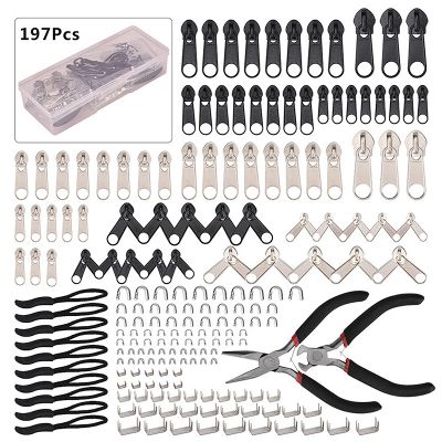 Metal Zippers Repair Kit Sets Universal Zipper Repair Replacement Kit Easy Fix Zipper Slider Head Puller Accessories Tools