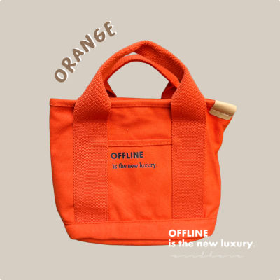 OFFLINE Vivid Orange Bucket bag Size 26x21x13cm กระเป๋าผ้าแคนวาส