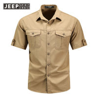 JEEP SPIRIT เสื้อแขนสั้นผู้ชาย,เสื้อเสื้อสำหรับผู้ชายเสื้อฤดูร้อนอินเทรนด์เสื้อโค้ทใส่ทำงานลำลองฤดูร้อน