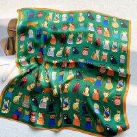 【CC】❅  70x70cm print Scarf Silk Hair Neck Office bandanna muffler Waiter Flight Attendants Handkerchief