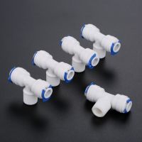 5Pcs 1/4" OD Hose To 1/4" BSP Male Thread RO Water Plastic Pipe Quick Connector Reverse Osmosis System Fitting T Shape Tee Pipe Fittings Accessories