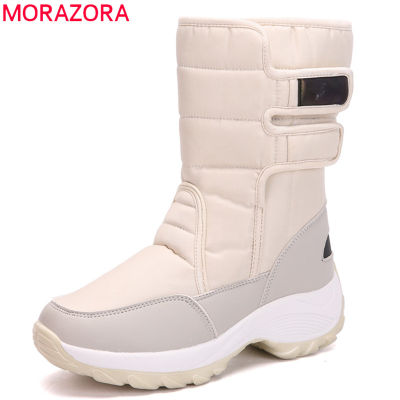 MORAZORA 2022 snow boots Waterproof non-slip thick fur warm winter shoes round toe flat platform boots women ankle boots