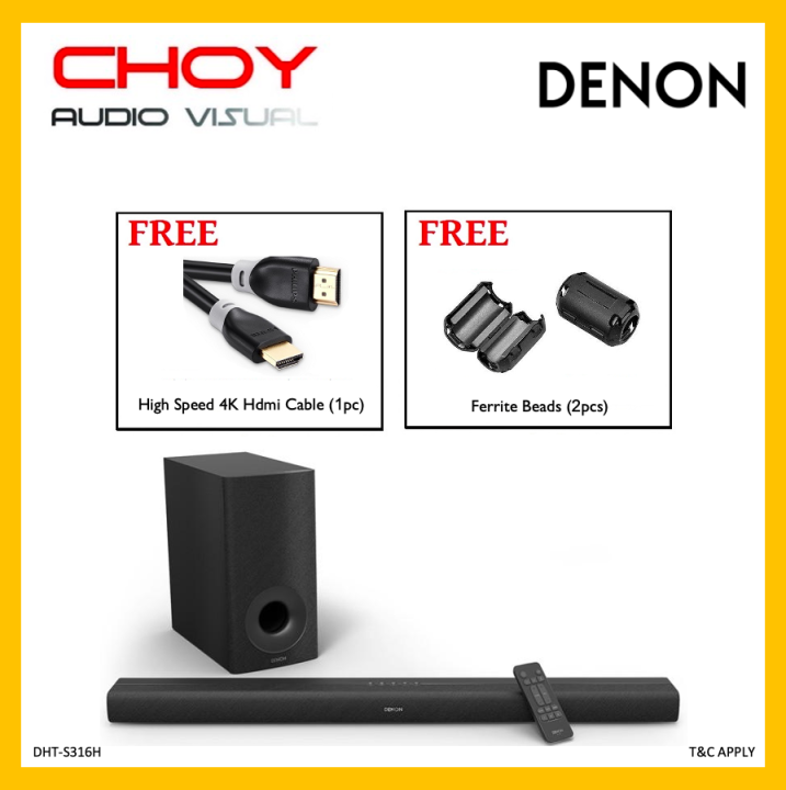 Denon DHTS316 Home Theater Soundbar System + Free Gift Lazada