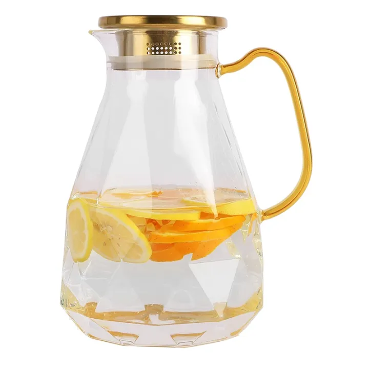 Glass Pitcher,74Oz/2.2 Liter Glass Jug with Sealed Lid,Beverage Pitcher