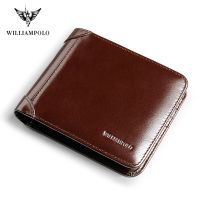 ZZOOI WILLIAMPOLO Genuine Leather Wallets Men Wallet Credit Business Card Holders Vintage Brown Leather Wallet Purses High Quality