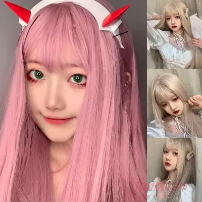 Wig Long Hair Long Straight Hair Wig with Air Bangs for Girls Party Cosplay Daily Use