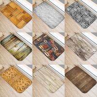 【CC】ஐ✁☃  1Pcs Wood Stone Pattern 40x60cm Entrance Door Coral Rubber Indoor Floor Mats Non-Anti-Slip Rug 48026