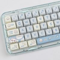 【Keycap Only】หมวกกุญแจแมวเหมียวน่ารักสีน้ำเงิน144คีย์ MOAProfile PBT การระเหิดสำหรับสวิตช์ MX เชอร์รี่คีย์บอร์ดแบบกลไก DIY RK IKB