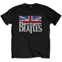 The Beatles Drop T Logo &amp; Vintage Flag T Shirt 100 ORIGINAL MERCH