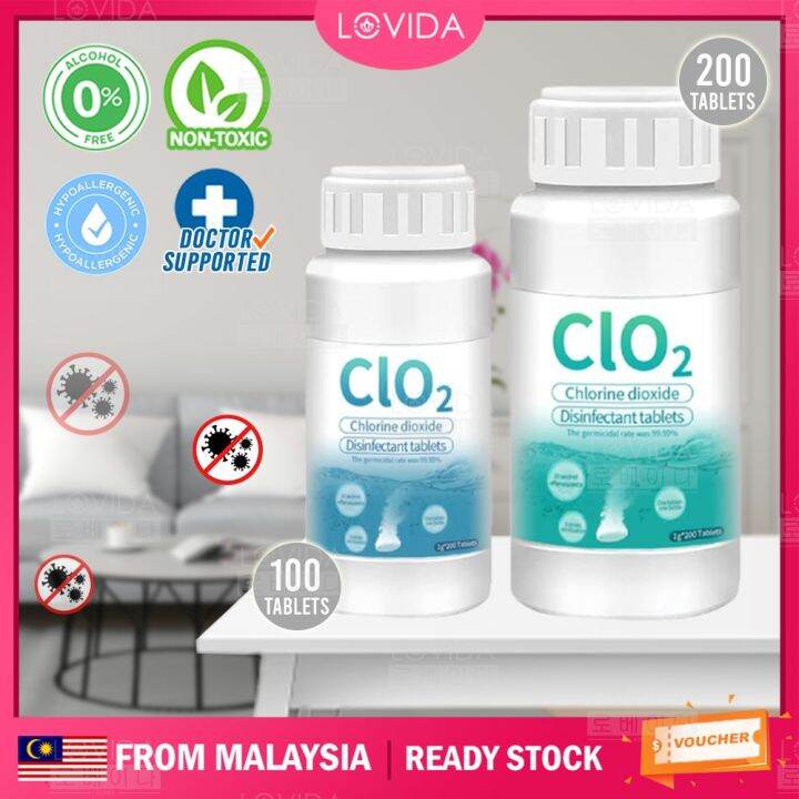 LOVIDA Malaysia 100/200 Tablets HOSPITAL FOOD GRADE No Alcohol CIO2