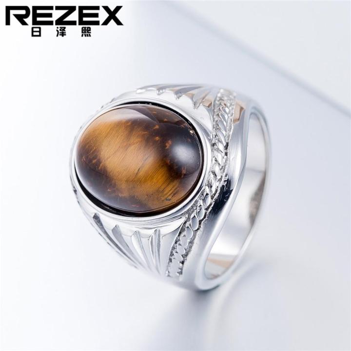 rezex-เครื่องประดับผู้ชายแหวนพลอยแฟชั่นรูปแบบเรียบง่ายไทเทเนียมแหวนเหล็ก