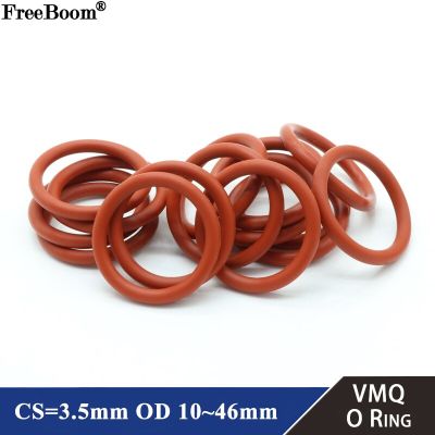 10/50pcs VMQ Silicone O Ring  CS 3.5mm OD 10 ~46mm Food Grade Waterproof Washer Rubber Insulate Round O Shape Seal Gasket Red Gas Stove Parts Accessor