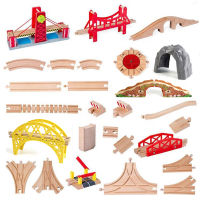 Wooden Multi Race Track Toy Railway Accessories Bulk Straight Bridge Train Set Slot Toys Expansion Education Activities for Kids