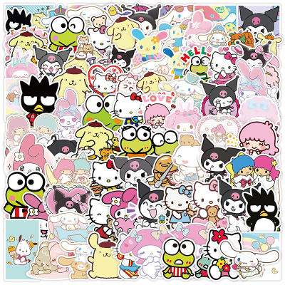 100ชิ้นการ์ตูนสติ๊กเกอร์กราฟฟิตีน่ารัก Sanrio สติกเกอร์สำหรับสมุดบันทึกตกแต่งโทรศัพท์มือถือกีตาร์สเก็ตบอร์ด