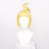 Ccutoo Synthetic Asa Boiru Cosplay Wigs Golden Short Styled Halloween Party Play Role + Wig Cap