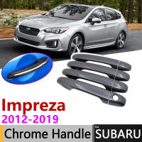 Black Carbon Fiber Door Handle Cover for Subaru Impreza GJ GP G4 VA 2012~2019 Accessories Stickers Trim 2016 2017 2018 Chrome