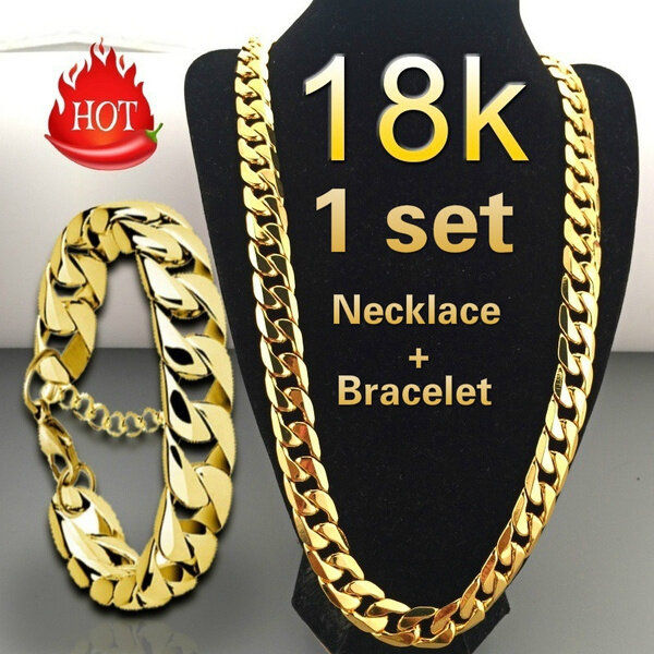 Gold necklace hot sale bracelet set