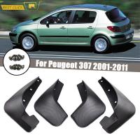 รถ Mud Flaps Mudflaps สำหรับ Peugeot 307 3dr &amp; 5dr Hatchback Hatch 4ประตูซีดาน2001-2011 Splash Guards Mudguard Fender Mud Flap