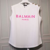 *ใหม่ เสื้อแขนกุด คอกลม ผ้าฝ้าย พิมพ์ลายตัวอักษร Balman หัวเข็มขัดสีทอง สําหรับผู้หญิง 2023