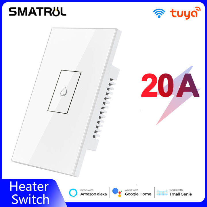 SMATRUL WIFI Water heater switch 20A 118*70mm 1 Gang 1 Way DP Switch