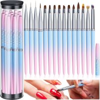 15Pcs Nail Art Brushes Set 3D UV Gel Polish Nail Liner Brush Nail Design Dotting Pen Painting Acrylic Nails Art Tool Manicure Artist Brushes Tools