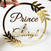 【YF】 Personalized Door Sign Name Mirror Gold Wedding Custom Baby Shower Room Cut