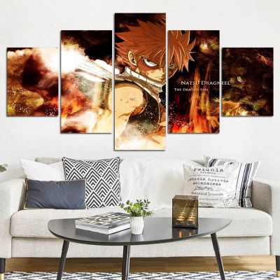 Zhangyanhui2 5แผง FAIRY TAIL ผ้าใบ Wall Art ภาพโปสเตอร์ตกแต่งบ้านห้องนั่งเล่นผ้าใบพิมพ์ภาพวาดผ้าใบ Art 5ชิ้น