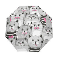 Windproof Automatic Umbrella Rain Women Lovely Cat Folding Umbrellas Kids Portable Umbrella for Girl