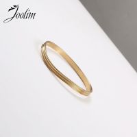 JOOLIM Jewelry Wholesale High End PVD Waterproof&amp;No Fade Simple Irregular Curved Shaped Arc Stainless Steel Bracelet For Women