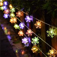 12m Snowflake LED String Lights Fairy Lights LED Lights Solar Powered Garland 2023 New Years Christmas Decorations Noel Navidad