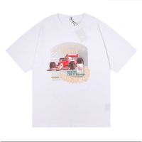 Mens and Womens High Street Rhude Casino Loose HD F1 Racing Print Cotton Casual Short Sleeve Round Neck T-Shirt