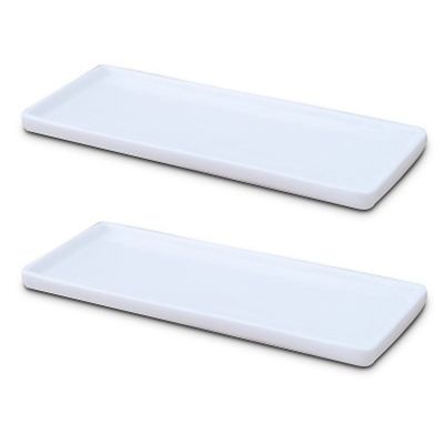 2X Rectangular Ceramic Tray Plate White Porcelain Rectangular Plate Mouthwash Cup Tray Bathroom Living Storage Tray