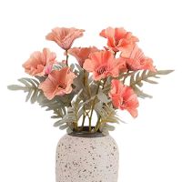 10CM Big Head Artificial Flowers Bouquet Simulation 5 Poppies Wedding Home Living Room Dining Table Decoration Fake Flowers Artificial Flowers  Plants