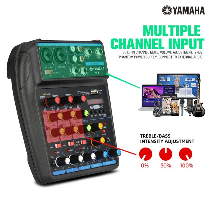 yamaha-m4-มิกเซอร์-มินิเอฟเฟกต์-4-ช่อง-การ์ดเสียง-reverberator-live-อุปกรณ์บันทึกเสียง-คอมพิวเตอร์พกพาสากล-usb-mp3-บลูทู