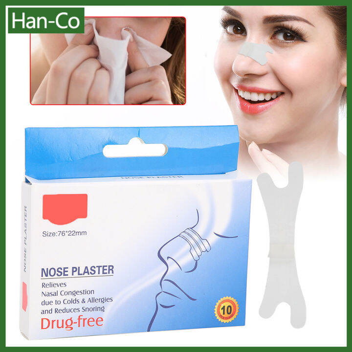 [Han-Co] 10pcs Nasal Strips Congestion Relief AntiSnoring Sleeping Nose ...