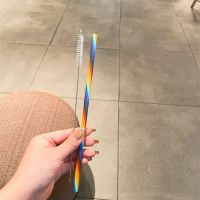 Glass Reusable Straws Straight Drinking Straw With Cleaning Brush Set Drink Milk Tea Cartoon Bear Straw Party Bar Accessory