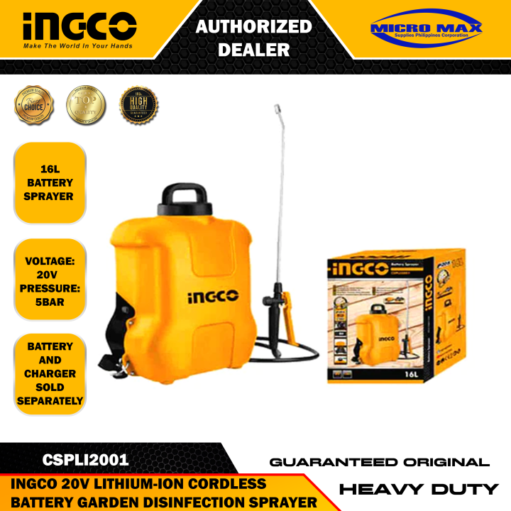 INGCO CORDLESS KNAPSACK SPRAYER 16L 20V - CSPLI2001 CORDLESS TOOLS ...