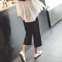 Women Casual Pants Black Calf Length Pants Summer Thin High Waist Slim Spring Sleep Home Wear